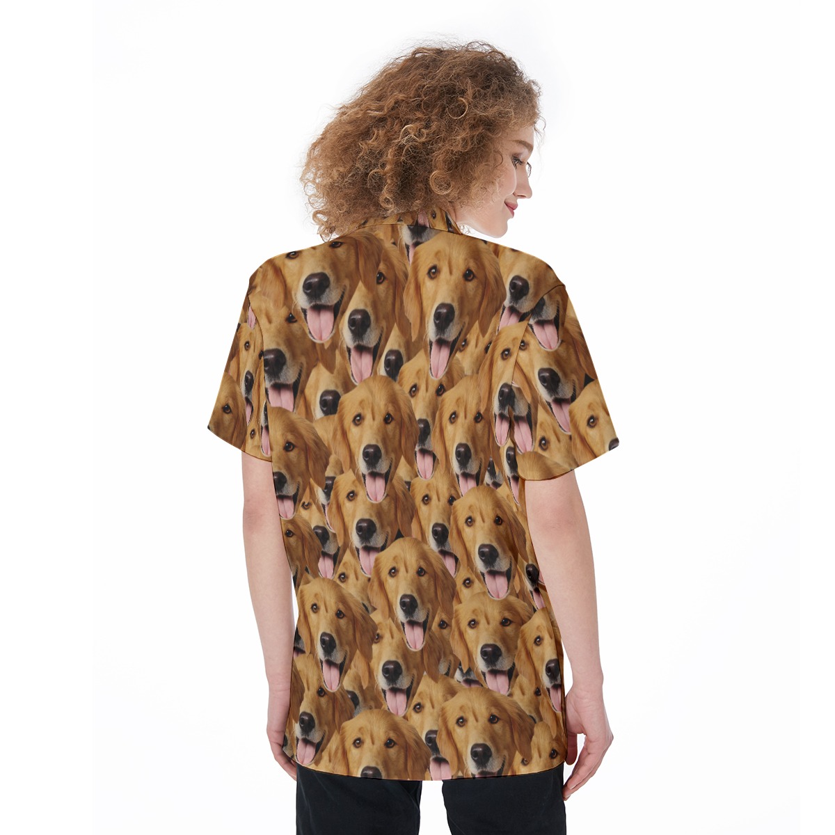 Multi Custom Dog Face Hawaiian Shirt For Women