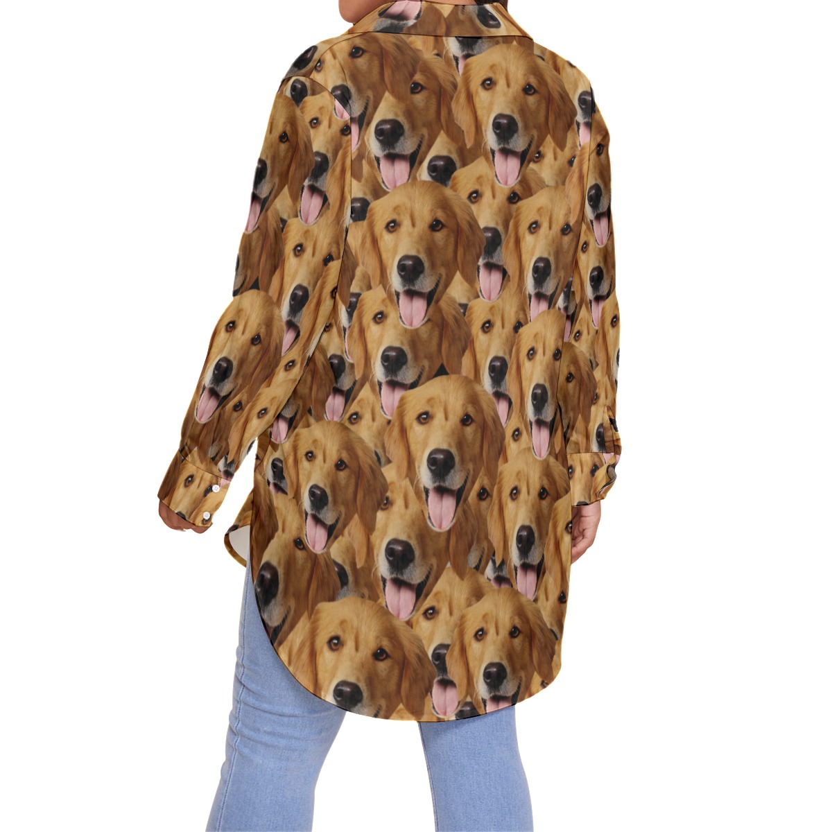 Unique Long Sleeve Plus Size Hawaiian Shirt With Multi Custom Dog Face