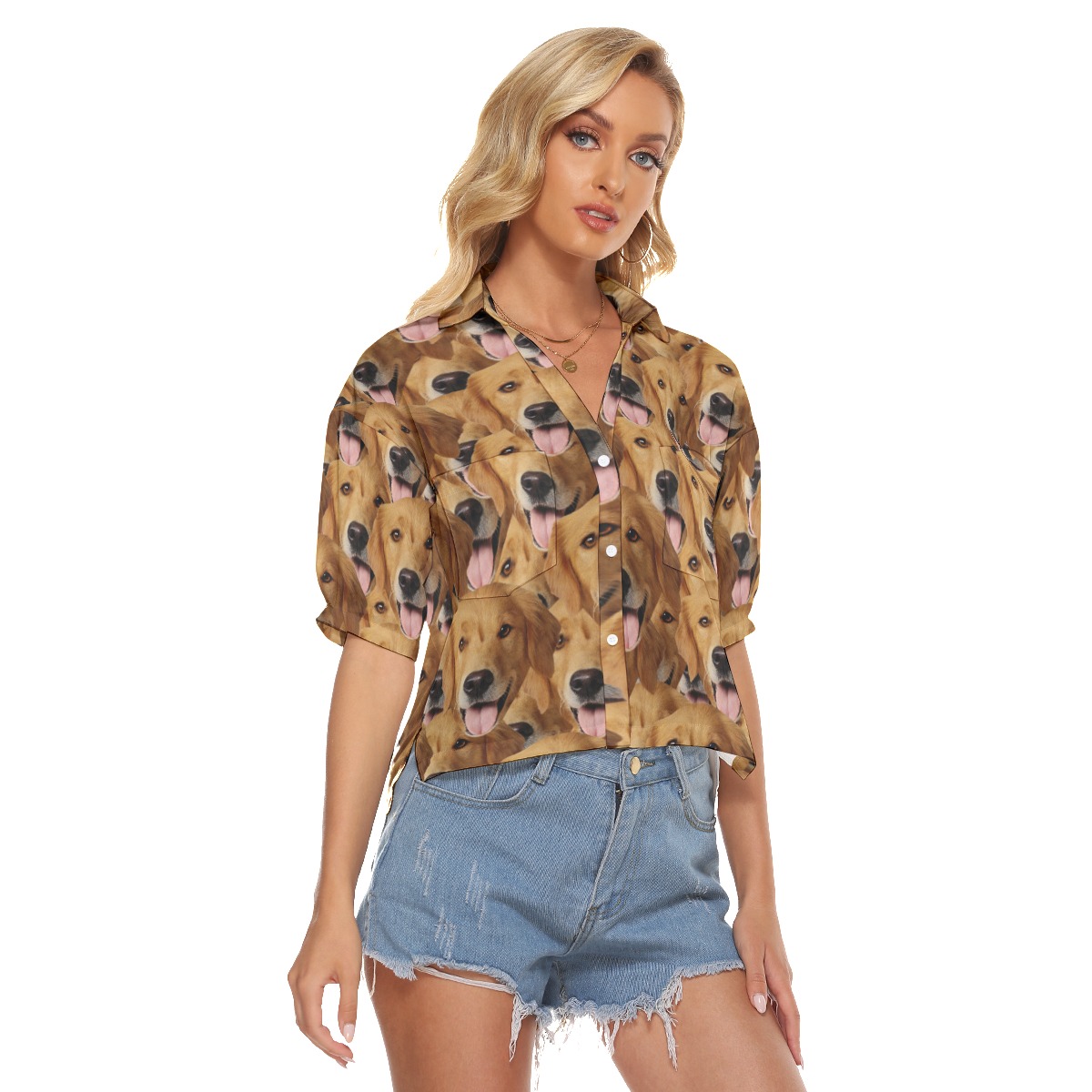 Funny Custom Dog Face Women's Crop Shirt