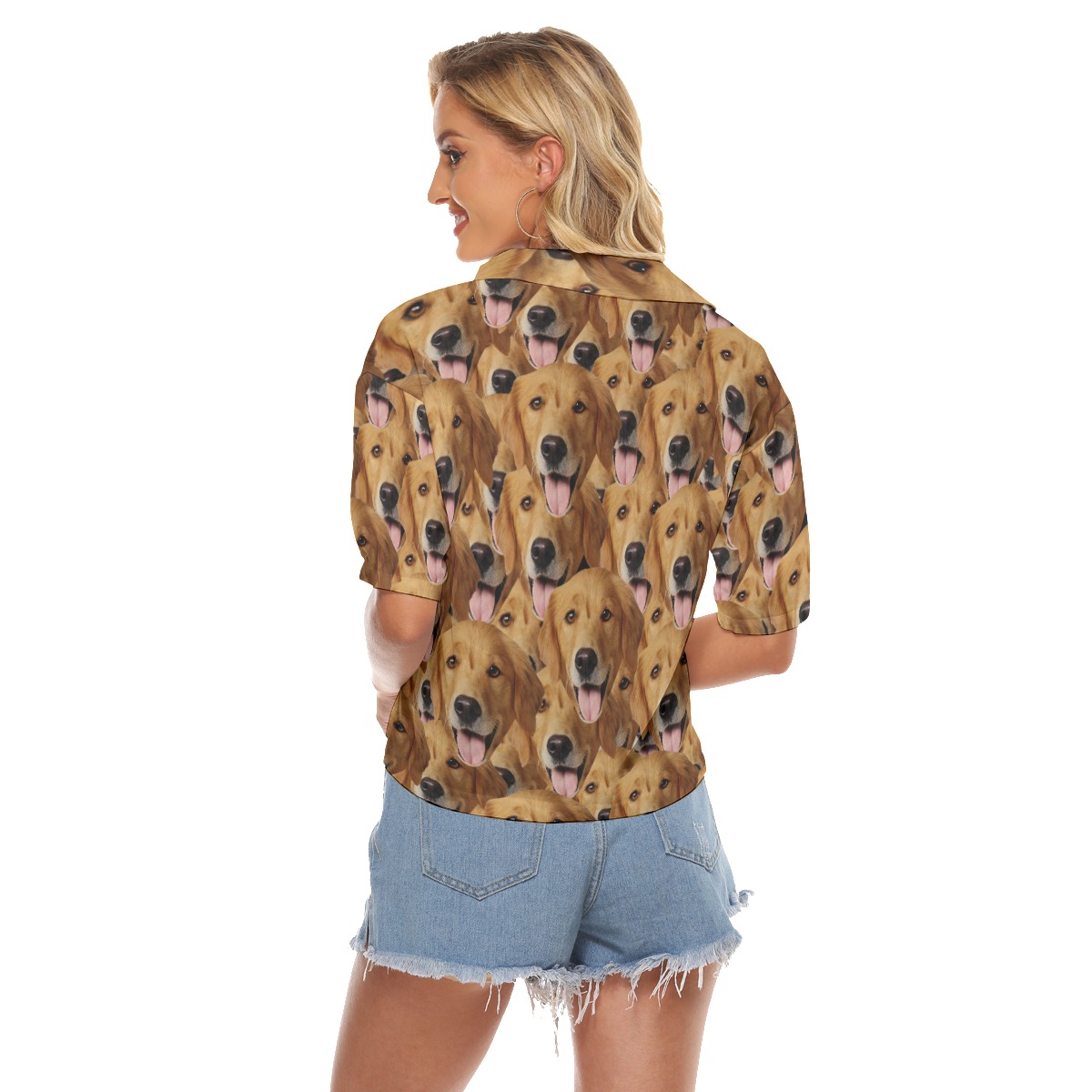 Funny Custom Dog Face Women's Crop Shirt