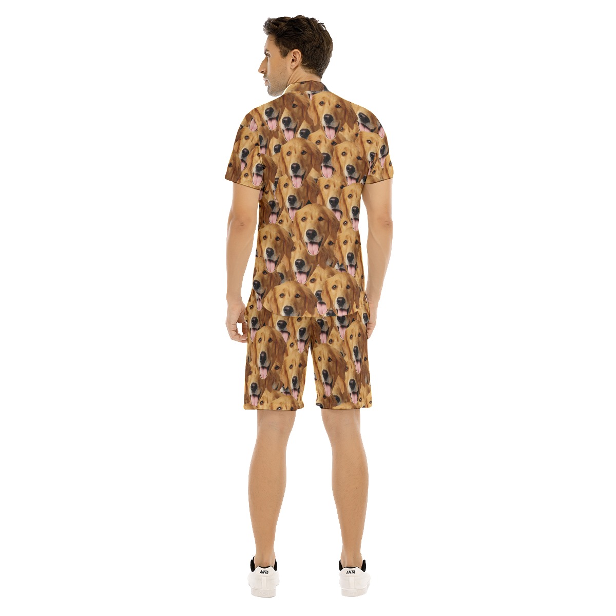 Unique Custom Dog Face Hawaiian Men Set