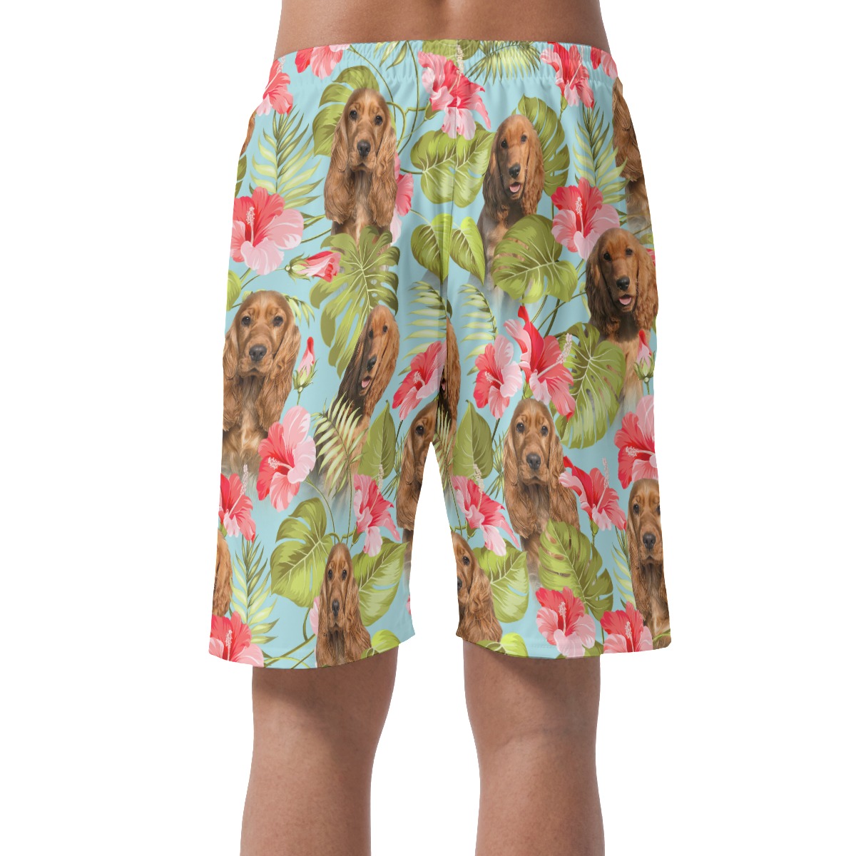 Blue Hawaiian Shorts For Men With Custom Dog Face