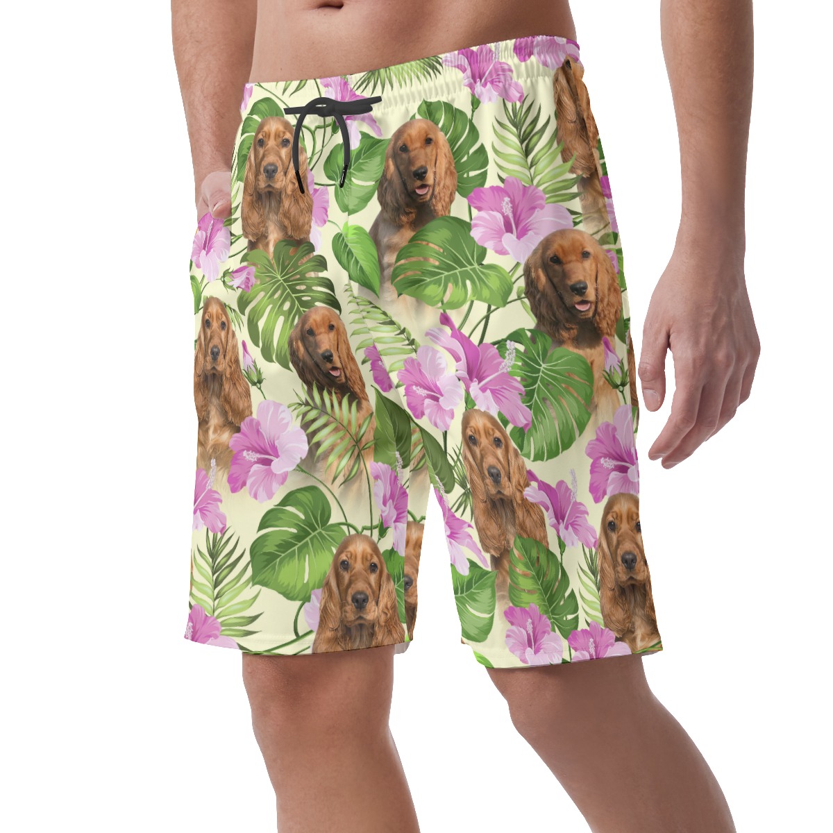 Purple Men's Hawaiian Shorts With Dog Face