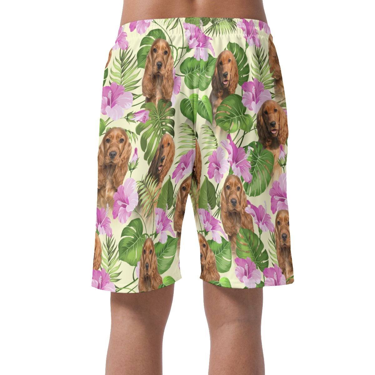 Purple Men's Hawaiian Shorts With Dog Face