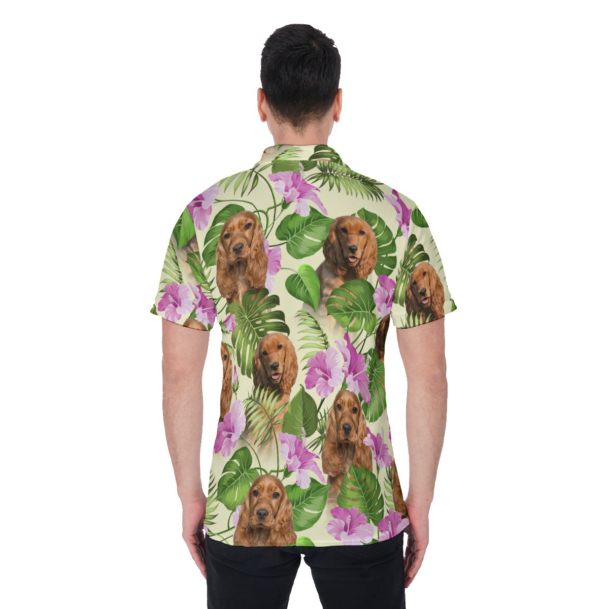 Purple Floral Polo Shirt With Dog Face