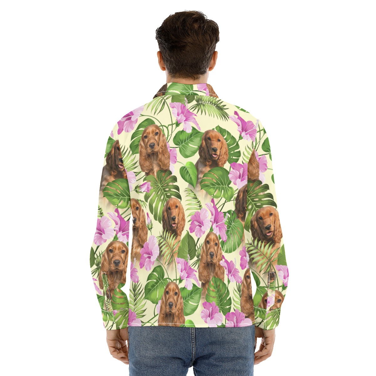Purple Long Sleeve Hawaiian Shirt With Dog Face