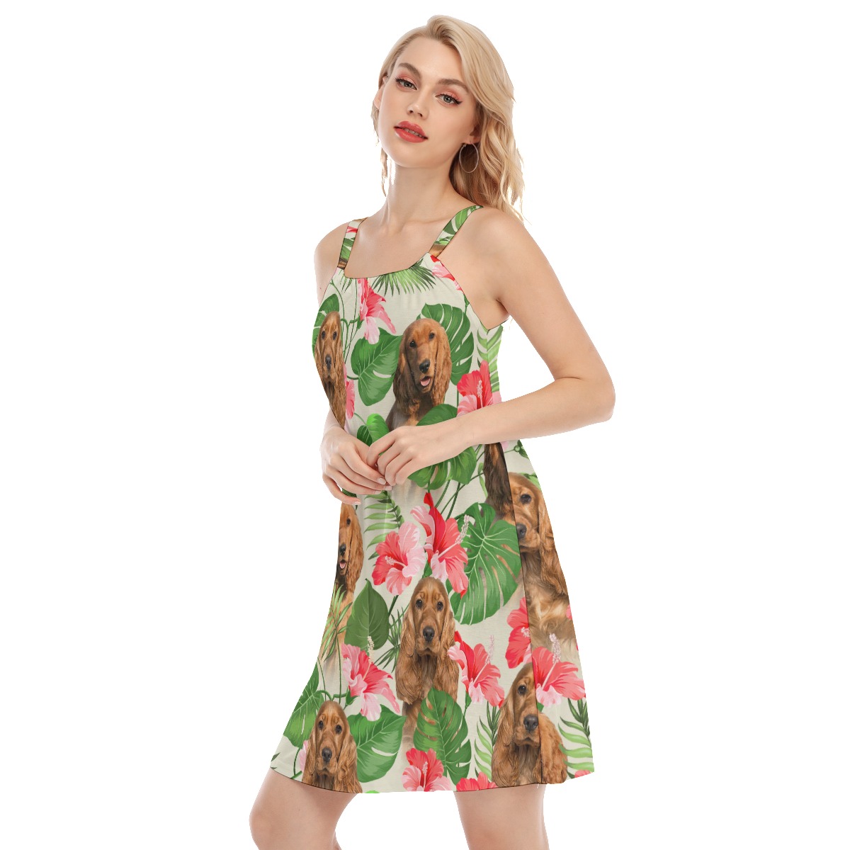 Custom Dog Face Tropical Cami Dress