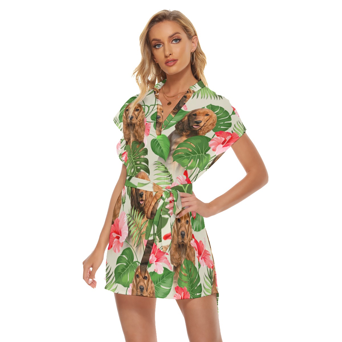 Unique Tropical Dress With Custom Dog Face