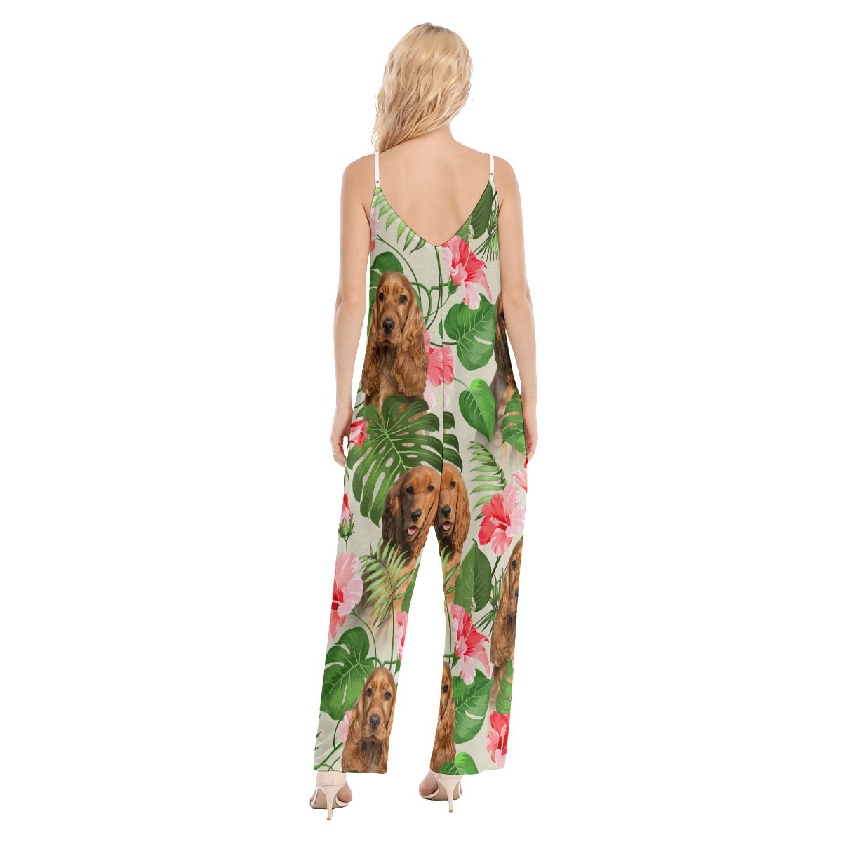 Funny Tropical Loose Jumpsuit With Dog Face
