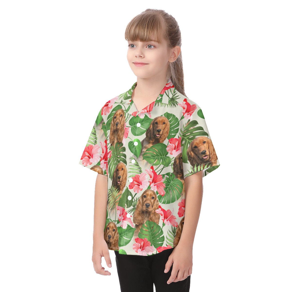 Cute Hawaiian Kid's Shirt With Dog Face