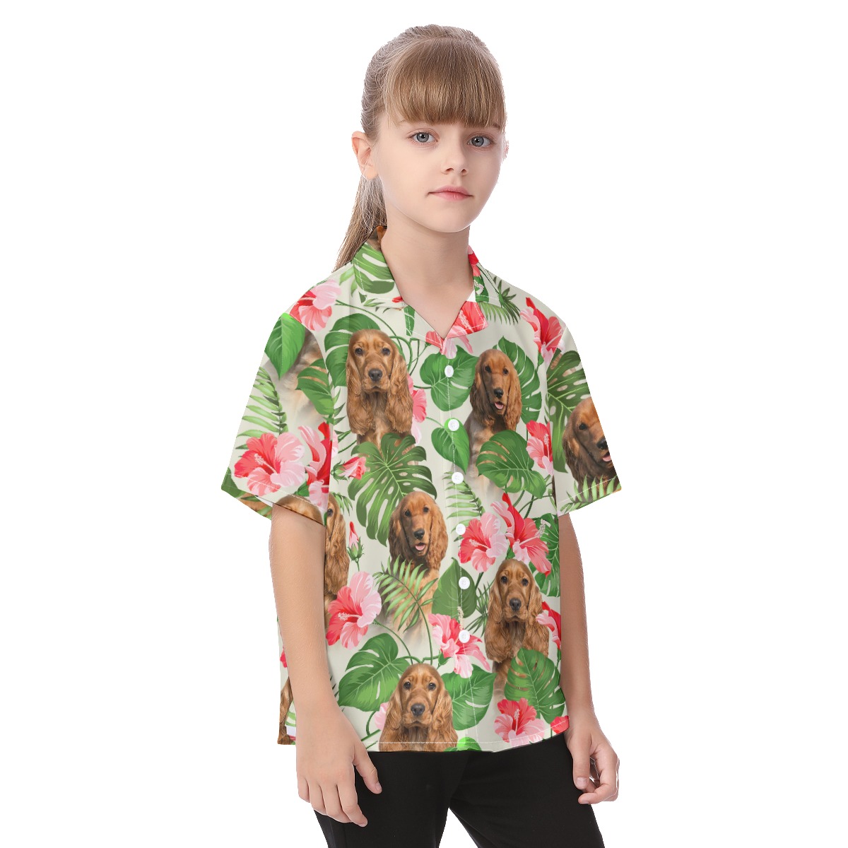 Cute Hawaiian Kid's Shirt With Dog Face