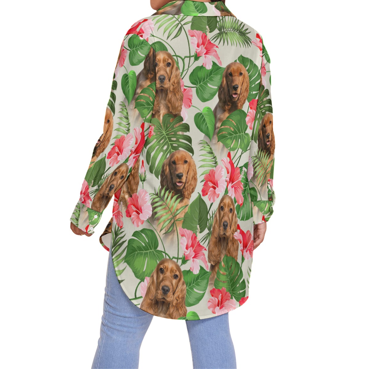 Funny Dog Face Plus Size Hawaiian Shirt For Women
