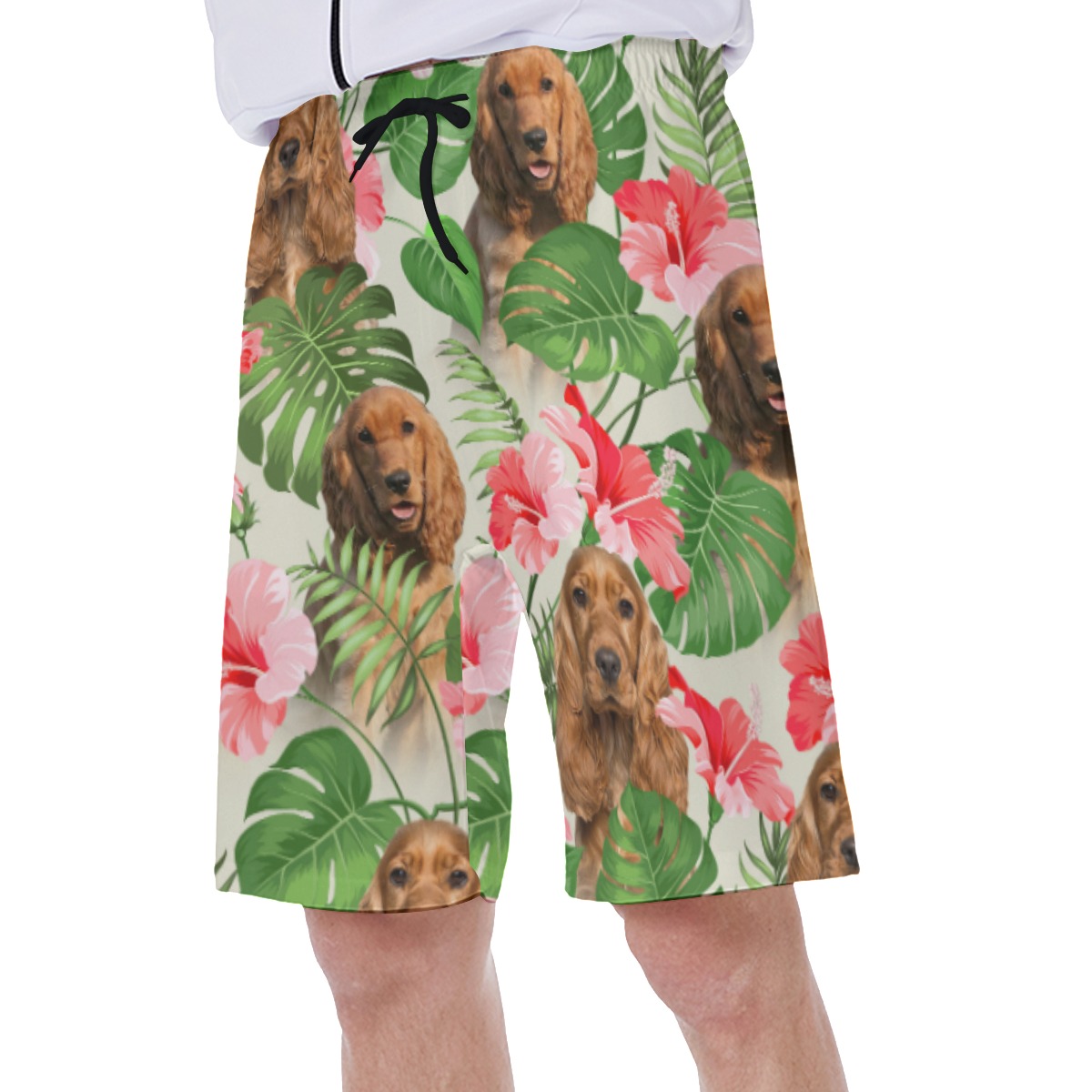 Tropical Floral Swim Trunks With Dog Face
