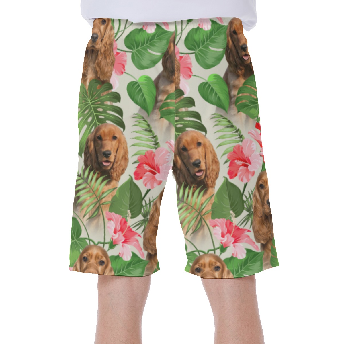 Tropical Floral Swim Trunks With Dog Face