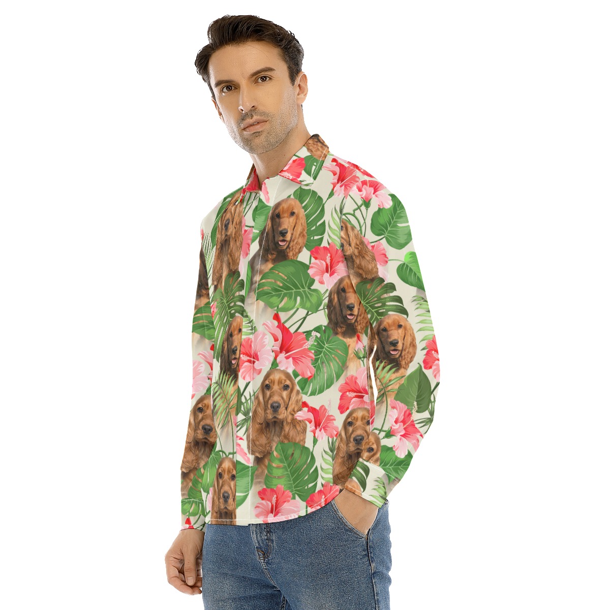 Tropical Floral Long Sleeve With Dog Face