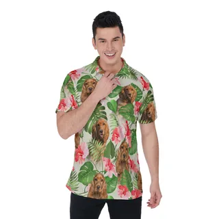 Tropical Floral Men's Polo Shirt With Custom Face