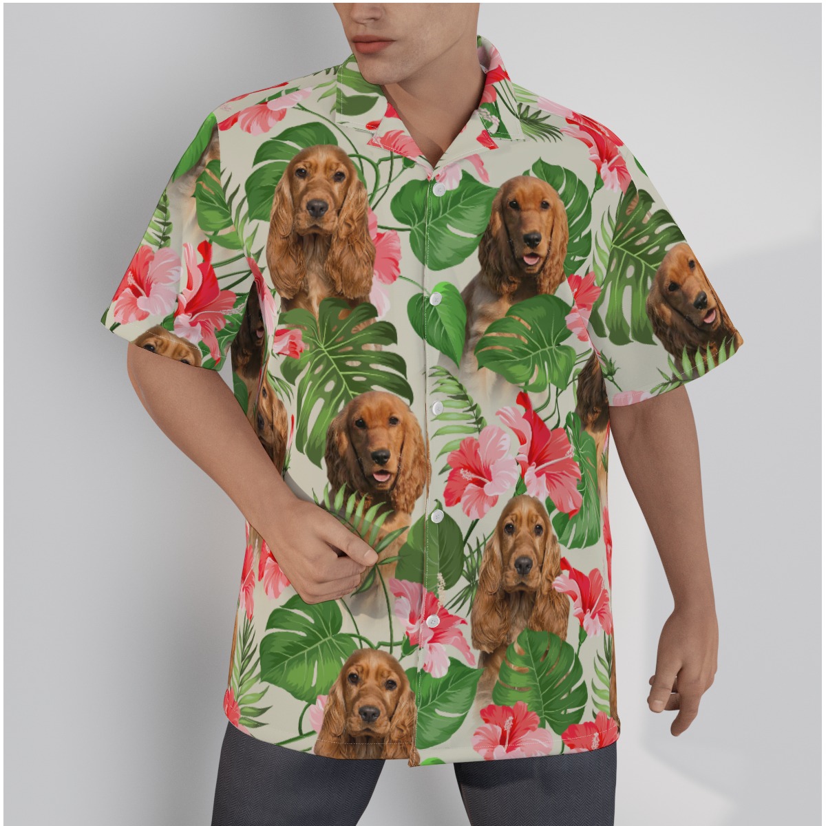 Unique Men's Hawaiian Shirt With Dog Face - variant image 1