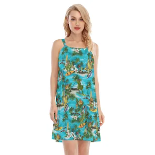 Funny Surfing Dinosaur Summer Cami Dress