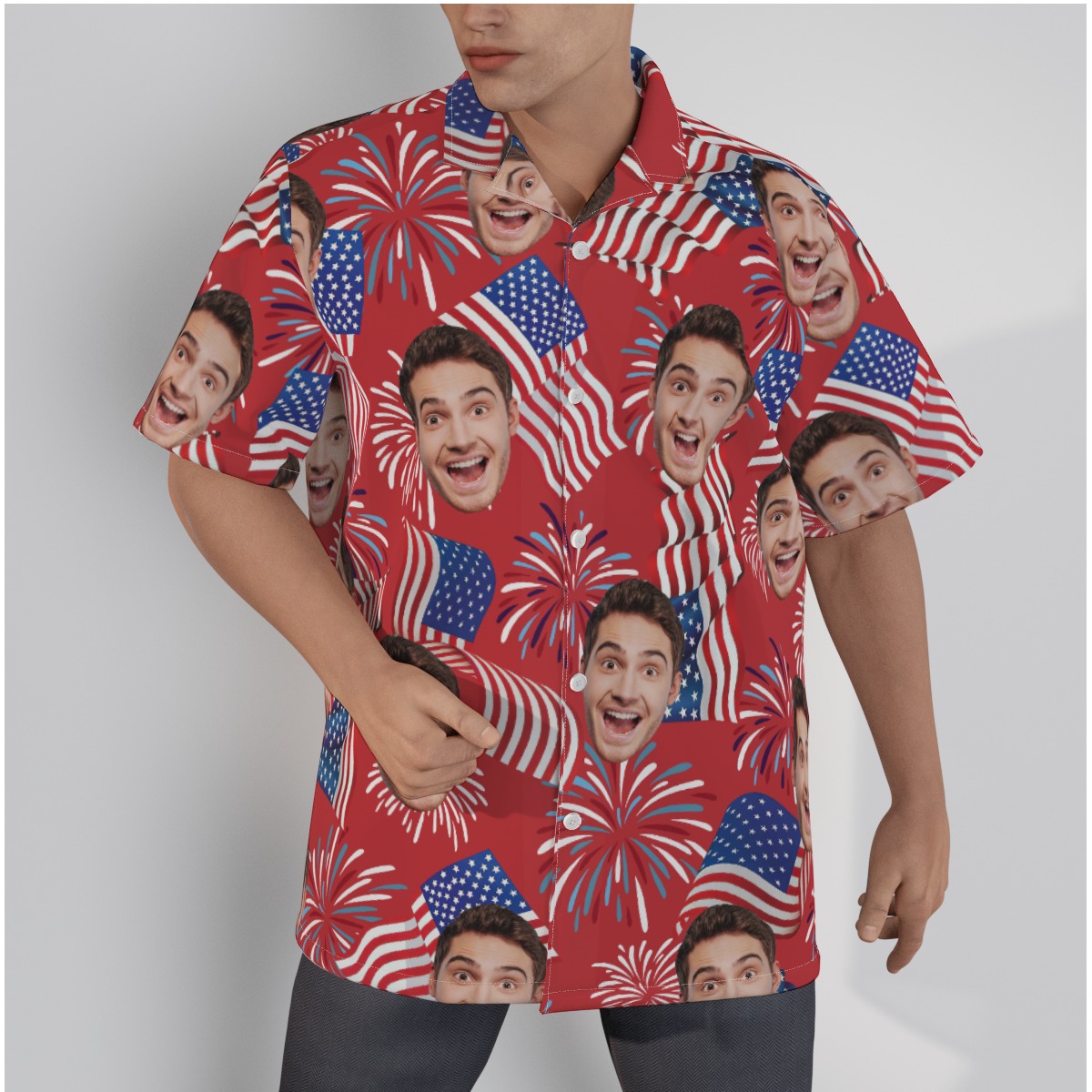 4th Of July Custom Face Patriotic Hawaiian Shirt - variant image 1