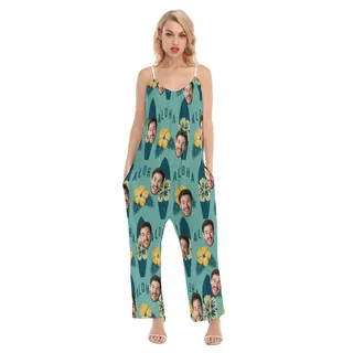 Surfing Aloha Loose Women's Jumpsuit With Face