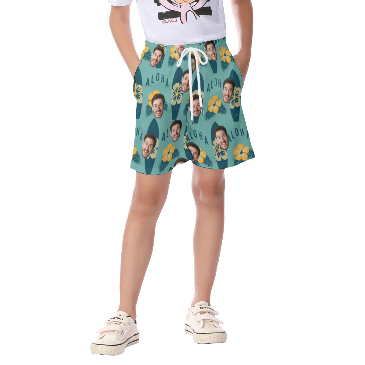 Surfing Aloha Kid's Hawaiian Shorts With Face - variant image 1