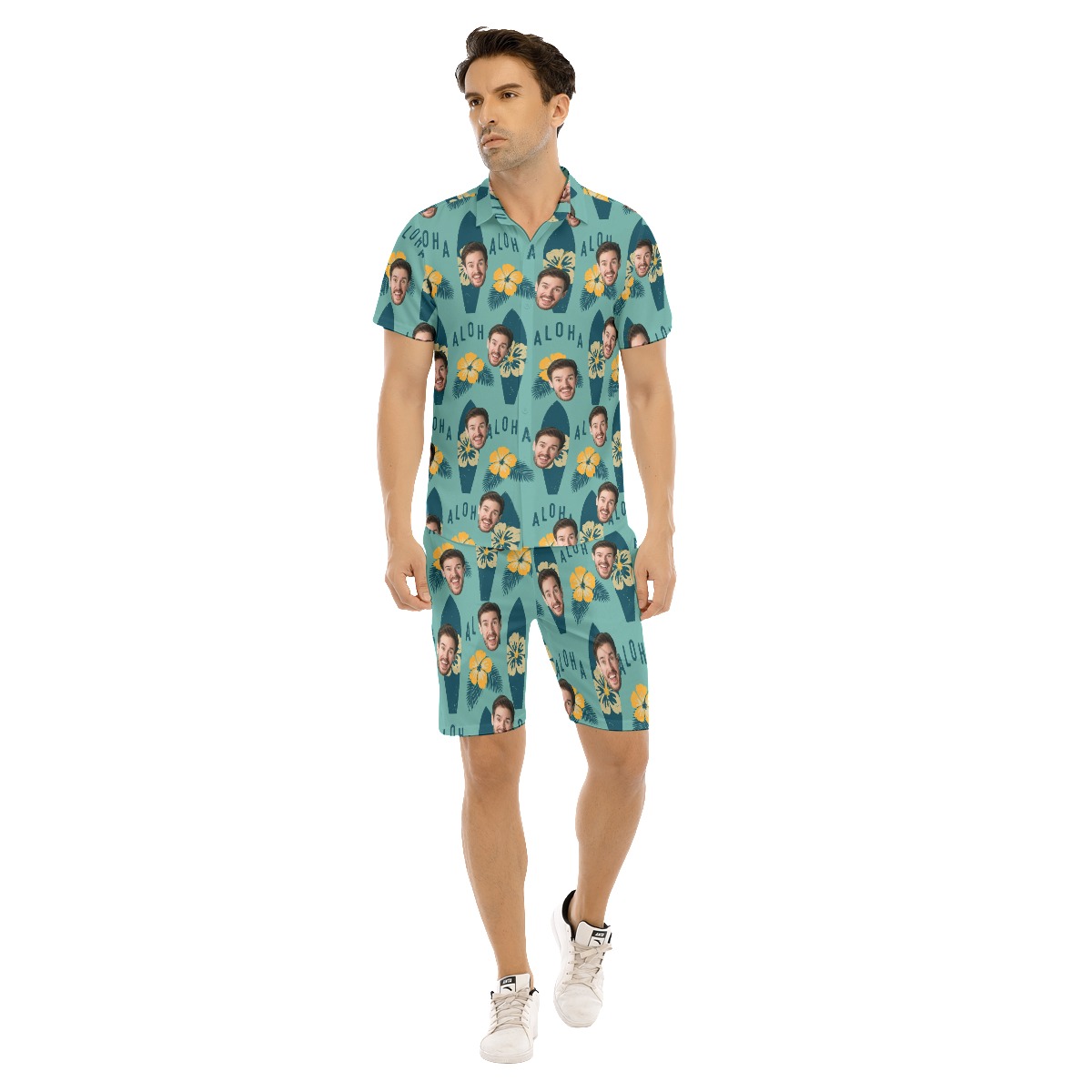 Funny Surfing Aloha Men's Hawaiian Set With Face - variant image 1