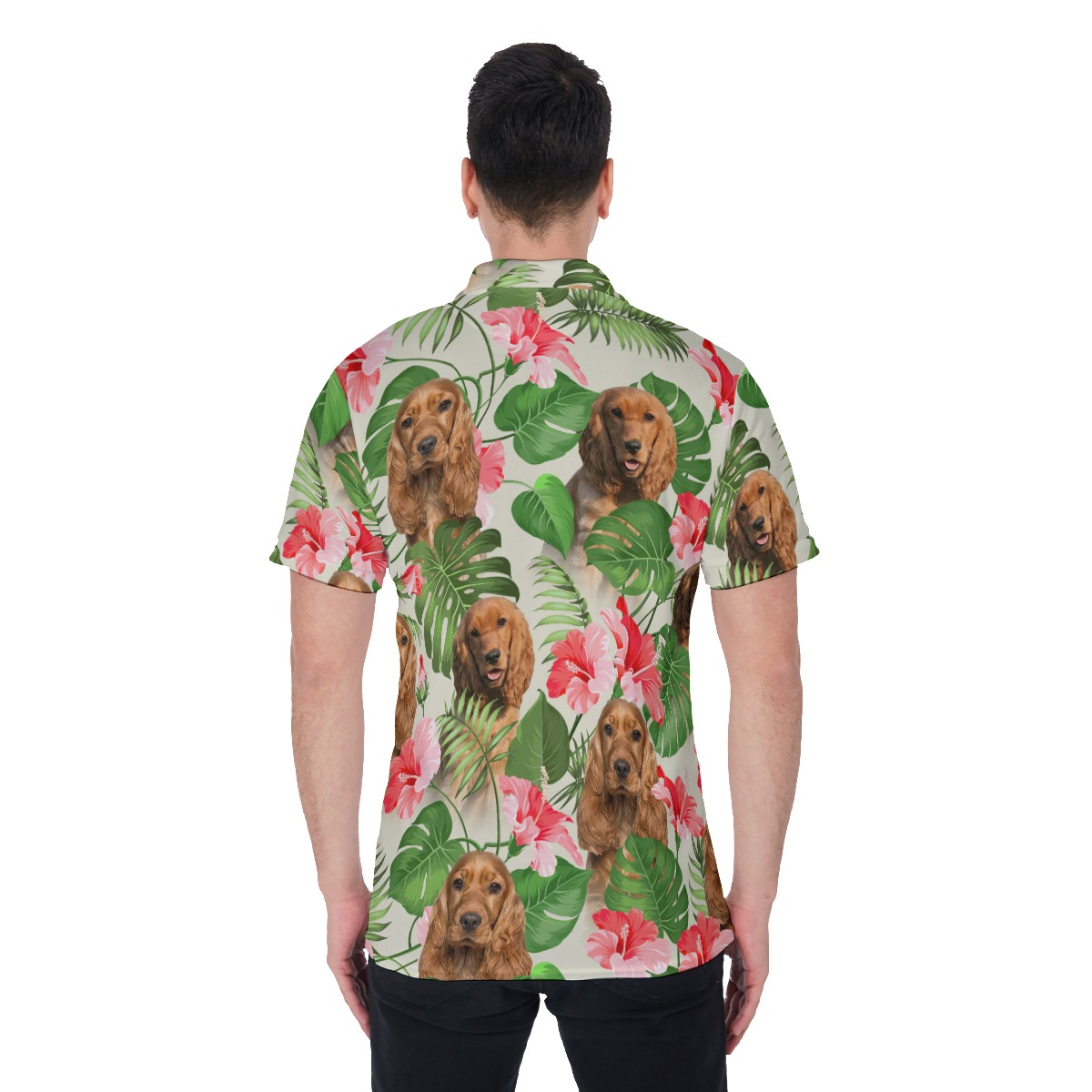Tropical Floral Men's Polo Shirt With Custom Face
