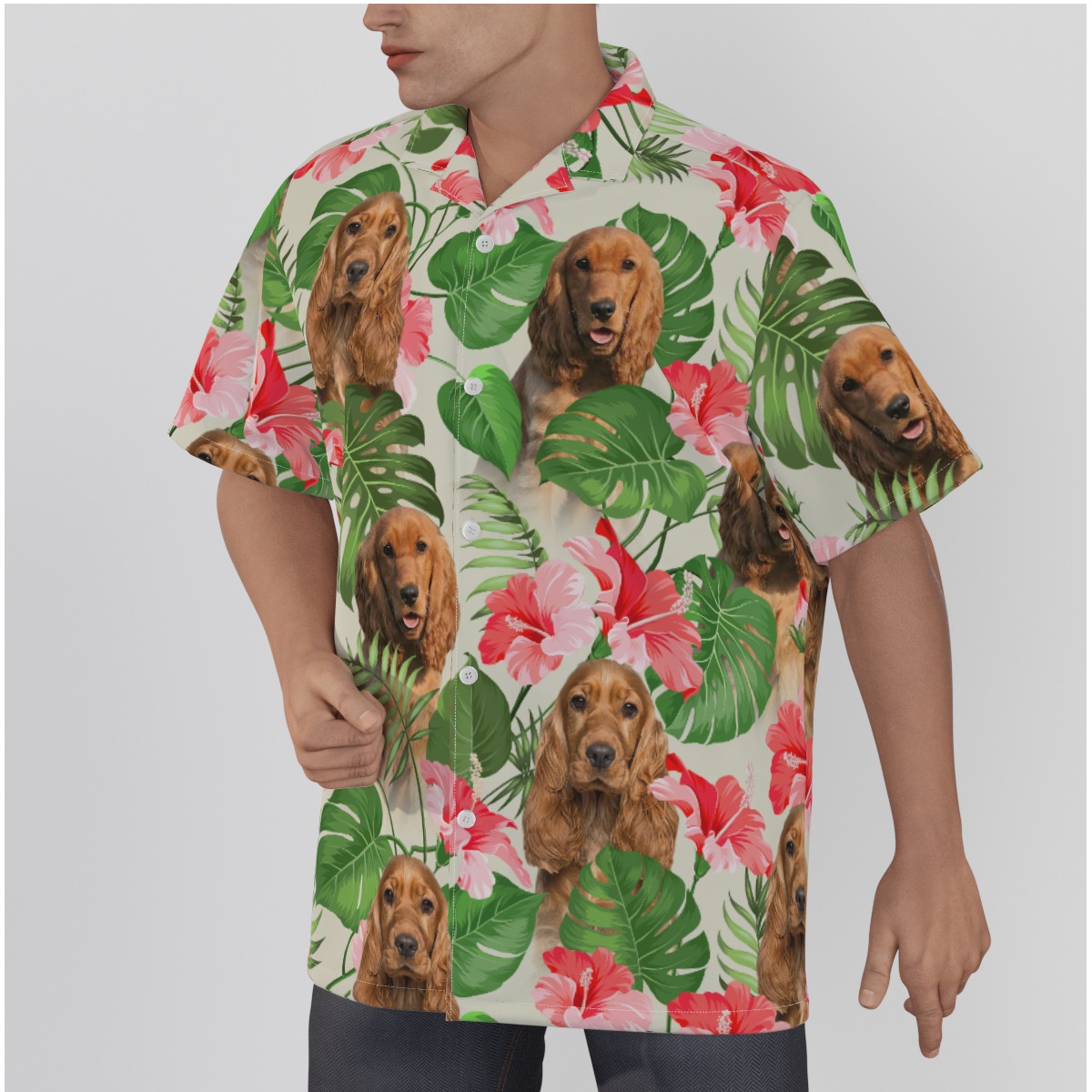 Unique Men's Hawaiian Shirt With Dog Face