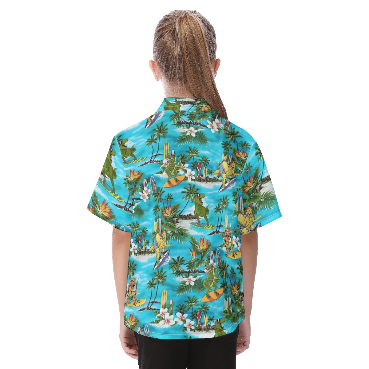 Cute Dinosaur Surfing Aloha Shirt For Kids