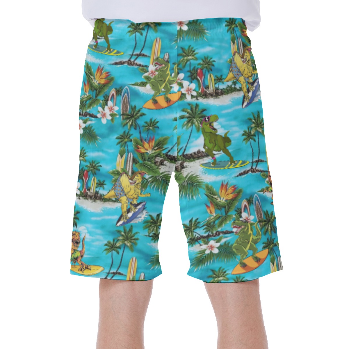 Funny Surfing Dinosaur Hawaiian Swimwear For Summer Vacation
