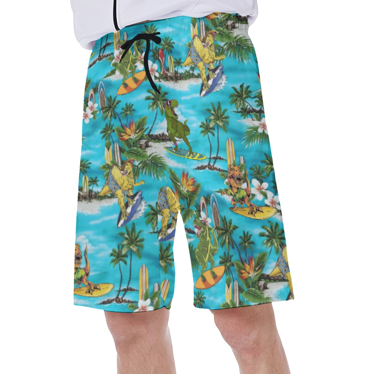Funny Surfing Dinosaur Hawaiian Swimwear For Summer Vacation