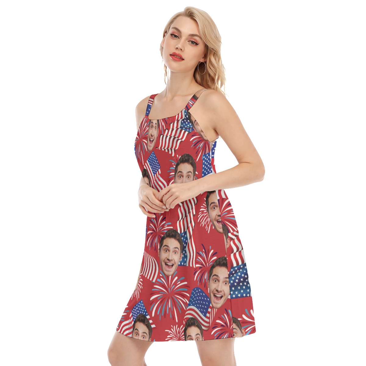 Custom Face Patriotic Aloha Cami Dress For Women