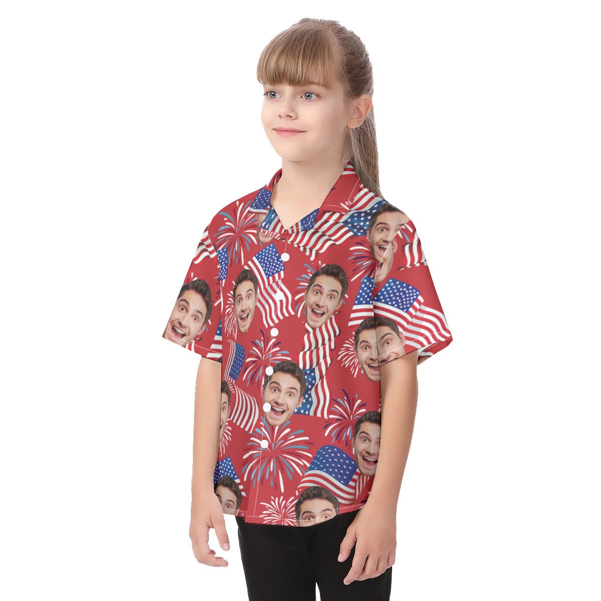 Cute Custom Face Patriotic Hawaiian Shirt For Kids