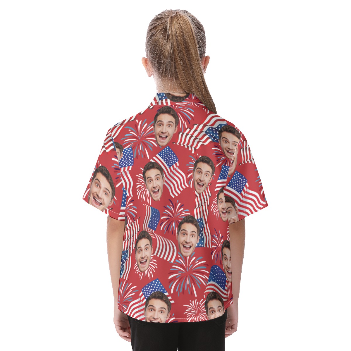 Cute Custom Face Patriotic Hawaiian Shirt For Kids