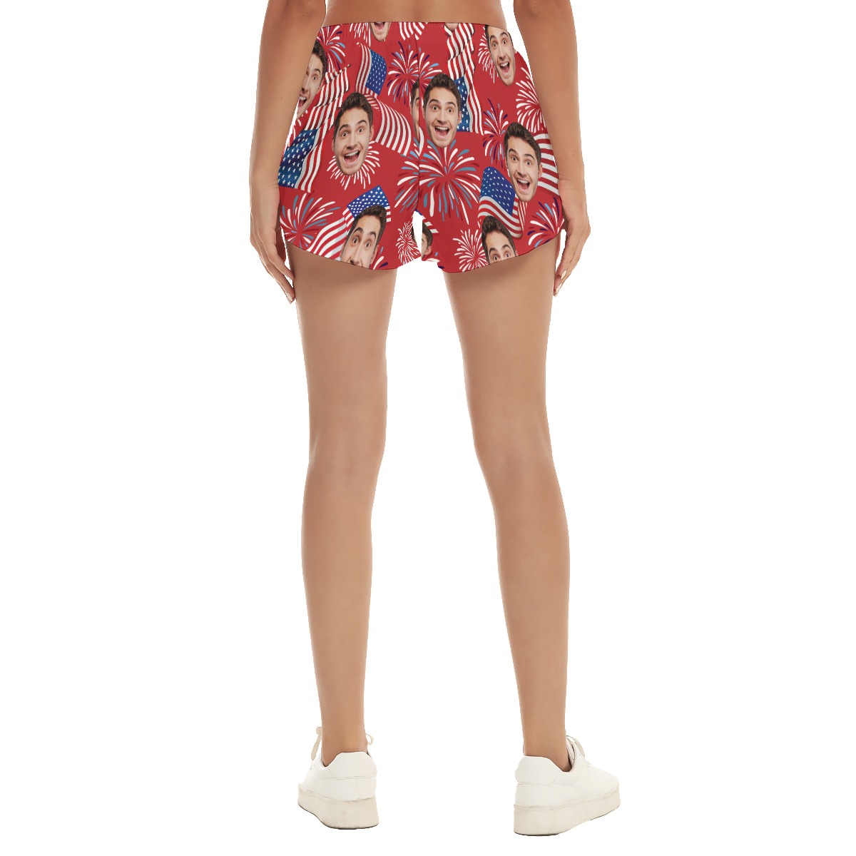 4th Of July Custom Women's Hawaiian Beach Shorts With Face