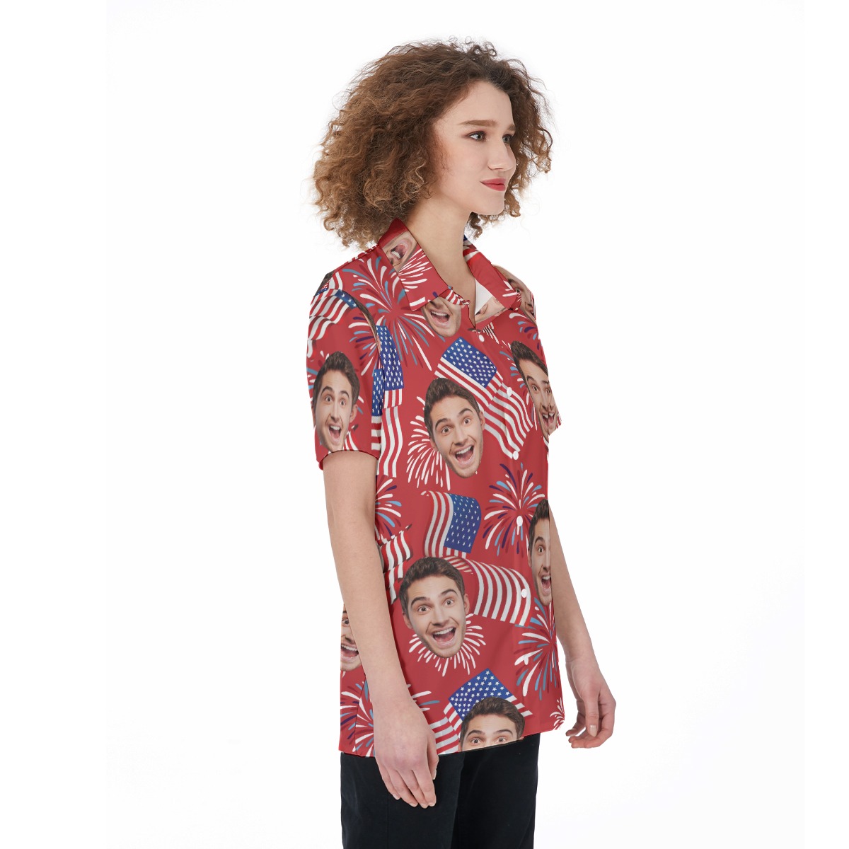 4th Of July Patriotic Custom Face Hawaiian Shirt For Women