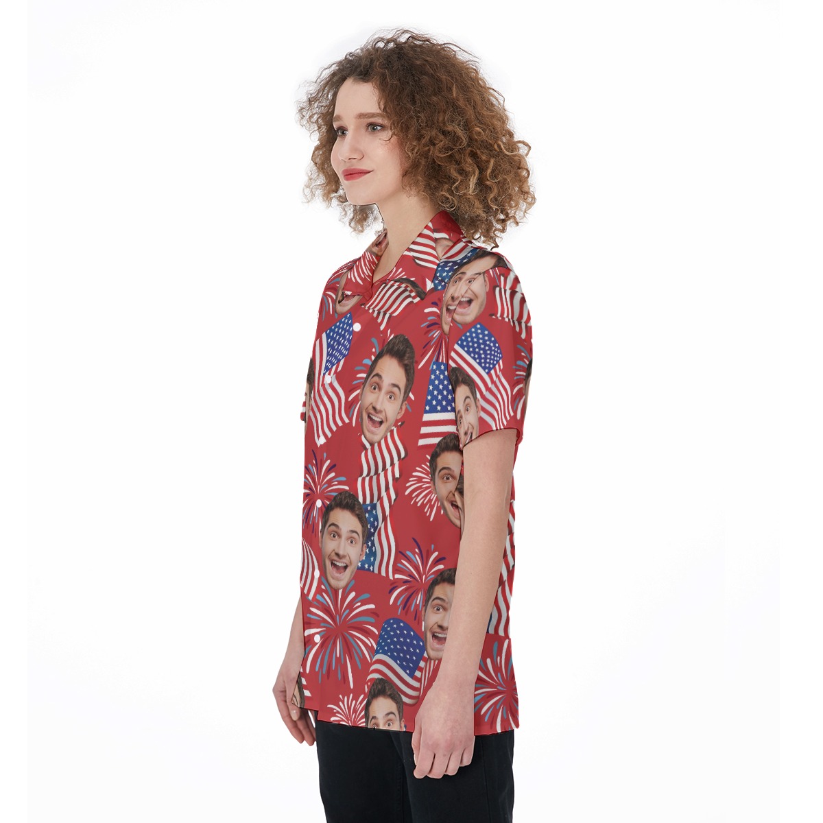 4th Of July Patriotic Custom Face Hawaiian Shirt For Women