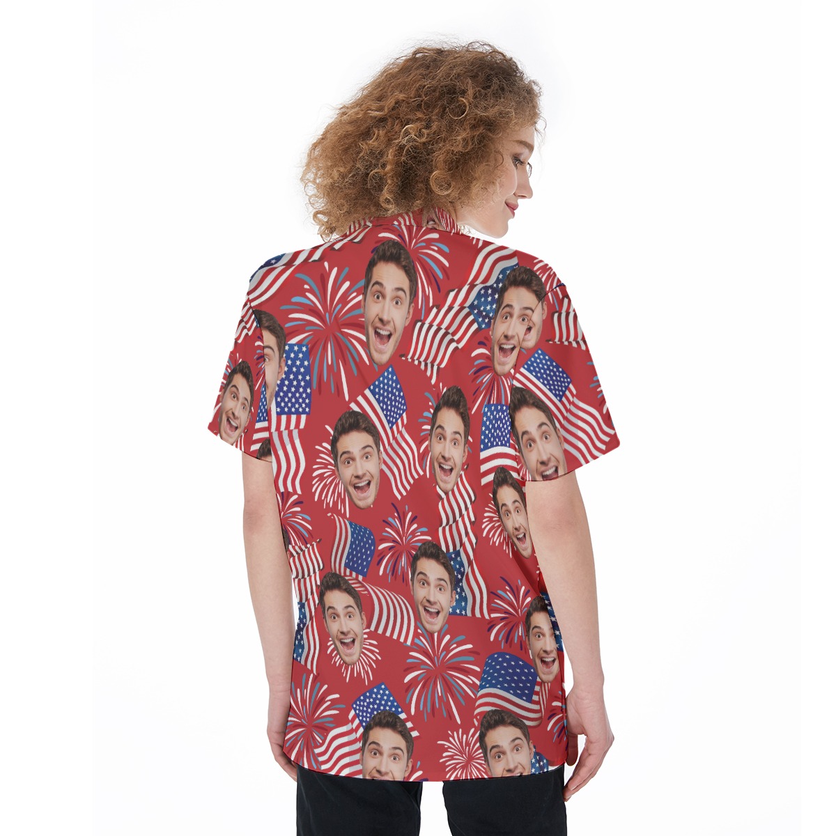 4th Of July Patriotic Custom Face Hawaiian Shirt For Women