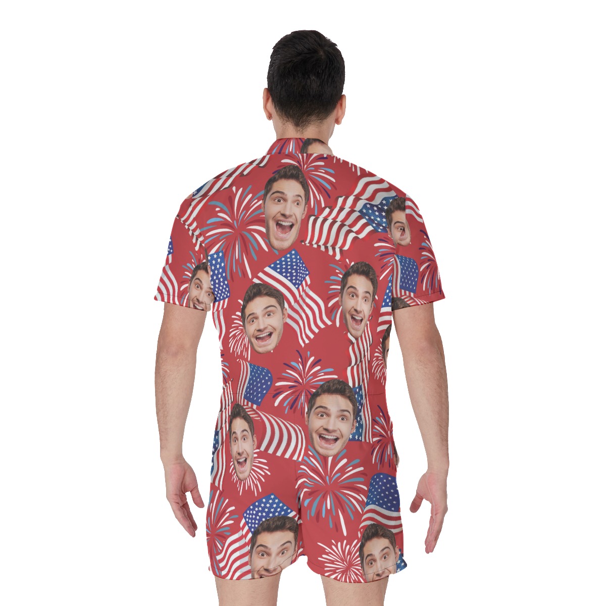 Custom Face Patriotic Hawaiian Romper For Men