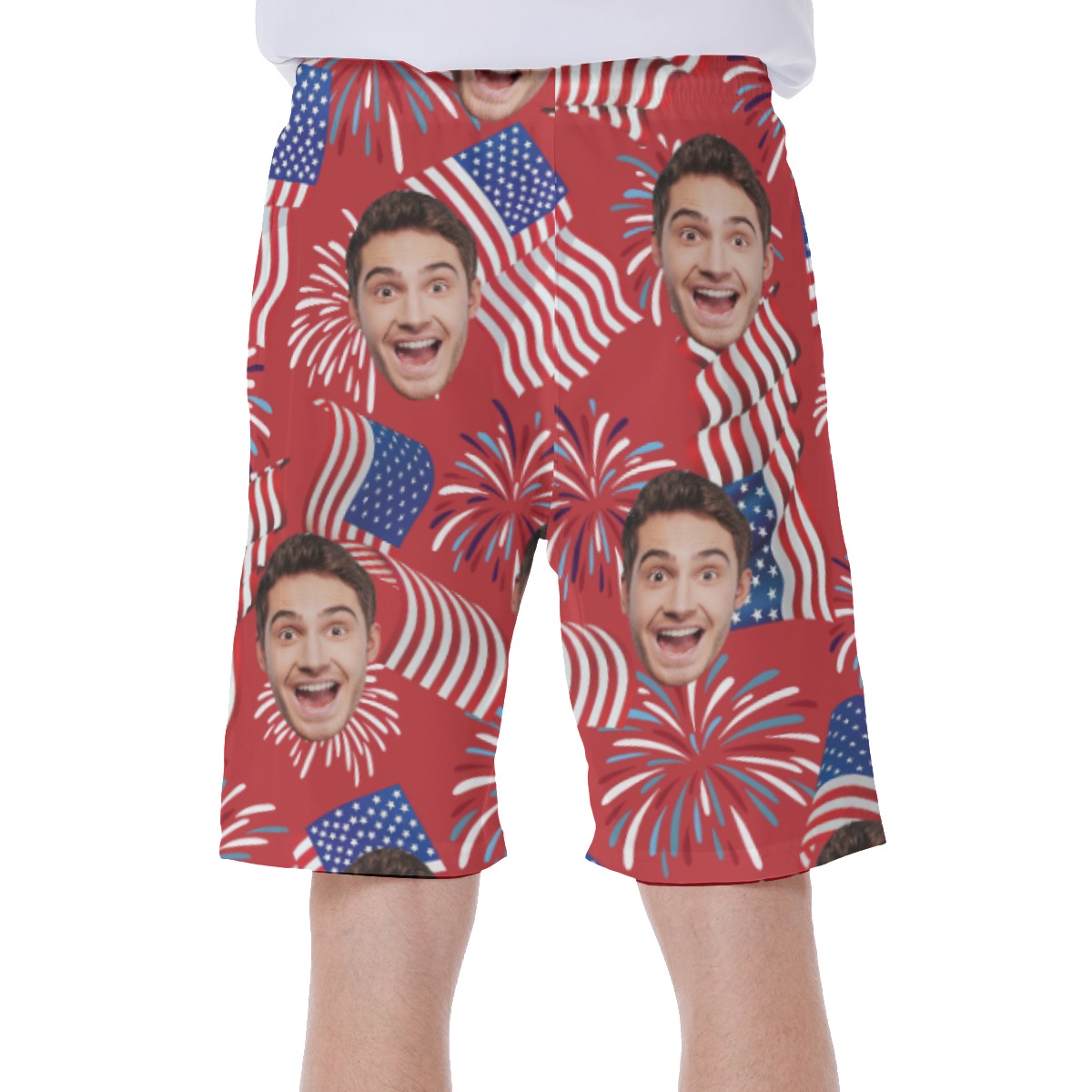 4th Of July Custom Face Hawaiian Swim Trunks For Men