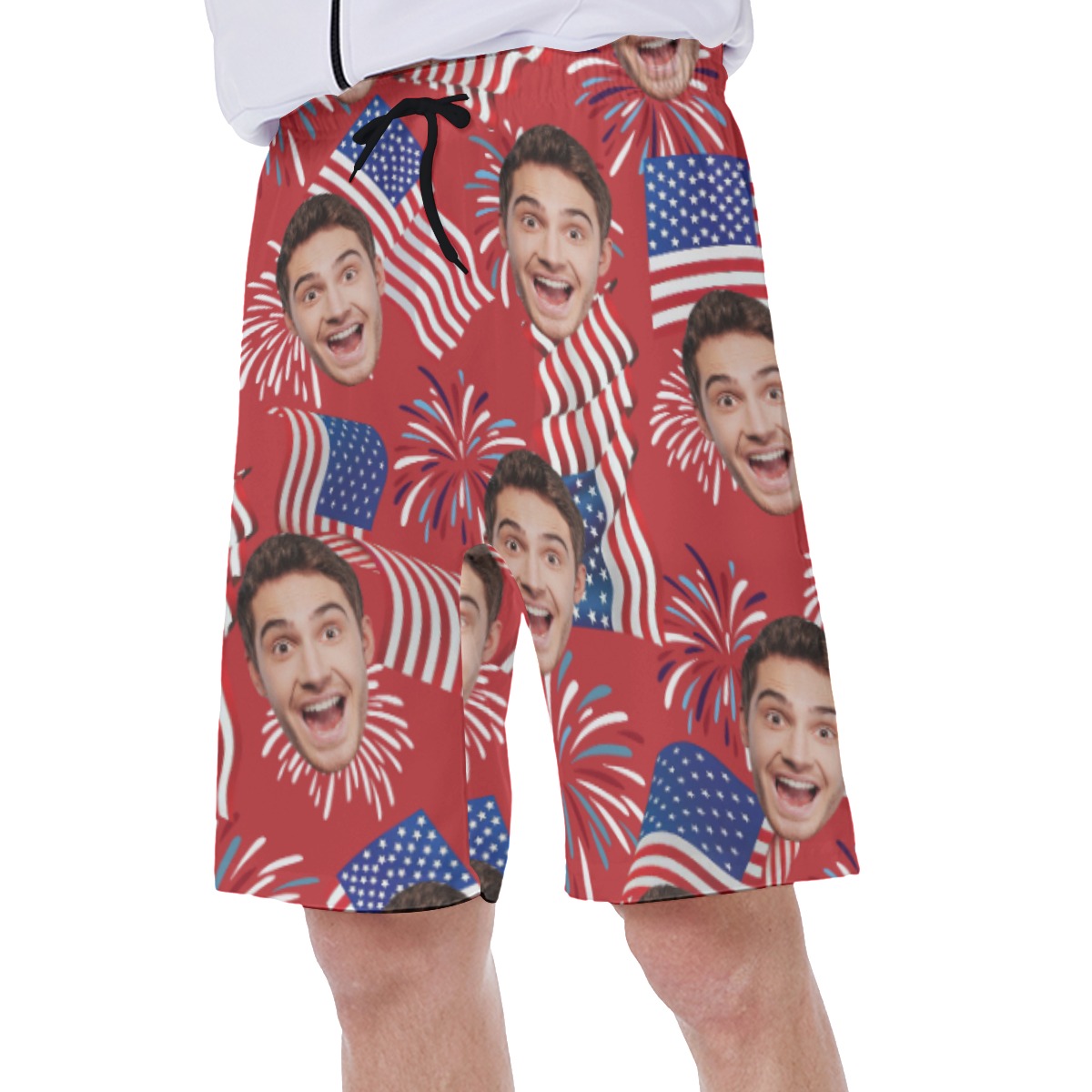 4th Of July Custom Face Hawaiian Swim Trunks For Men