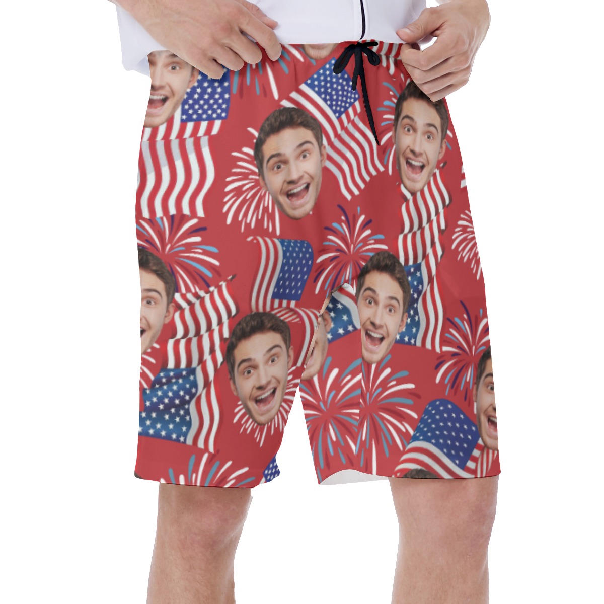4th Of July Custom Face Hawaiian Swim Trunks For Men