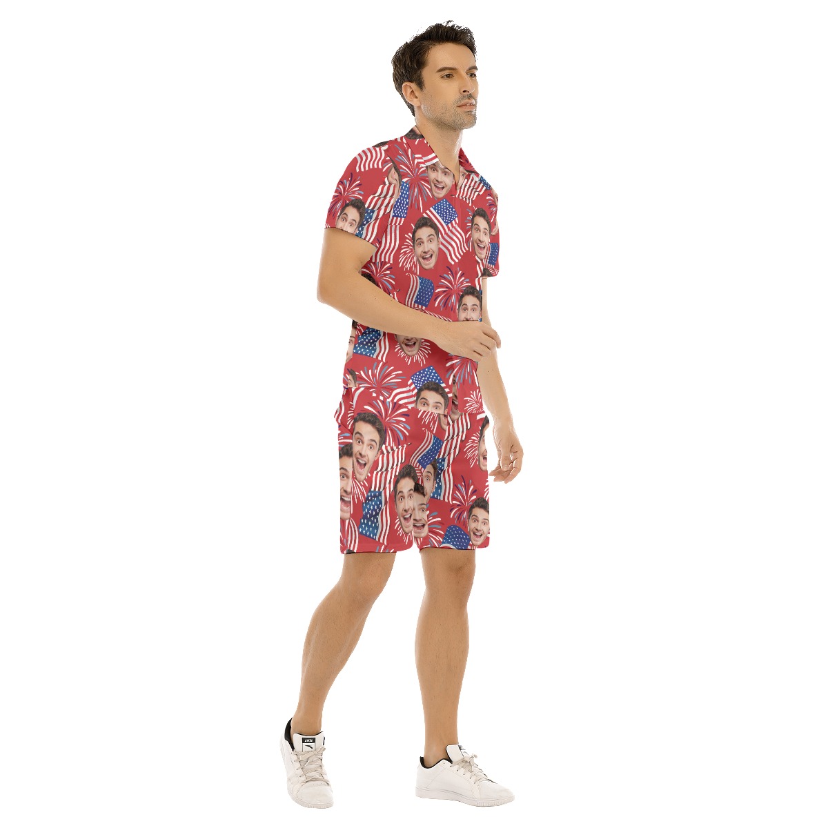Custom Face Patriotic Hawaiian Shirt And Matching Shorts