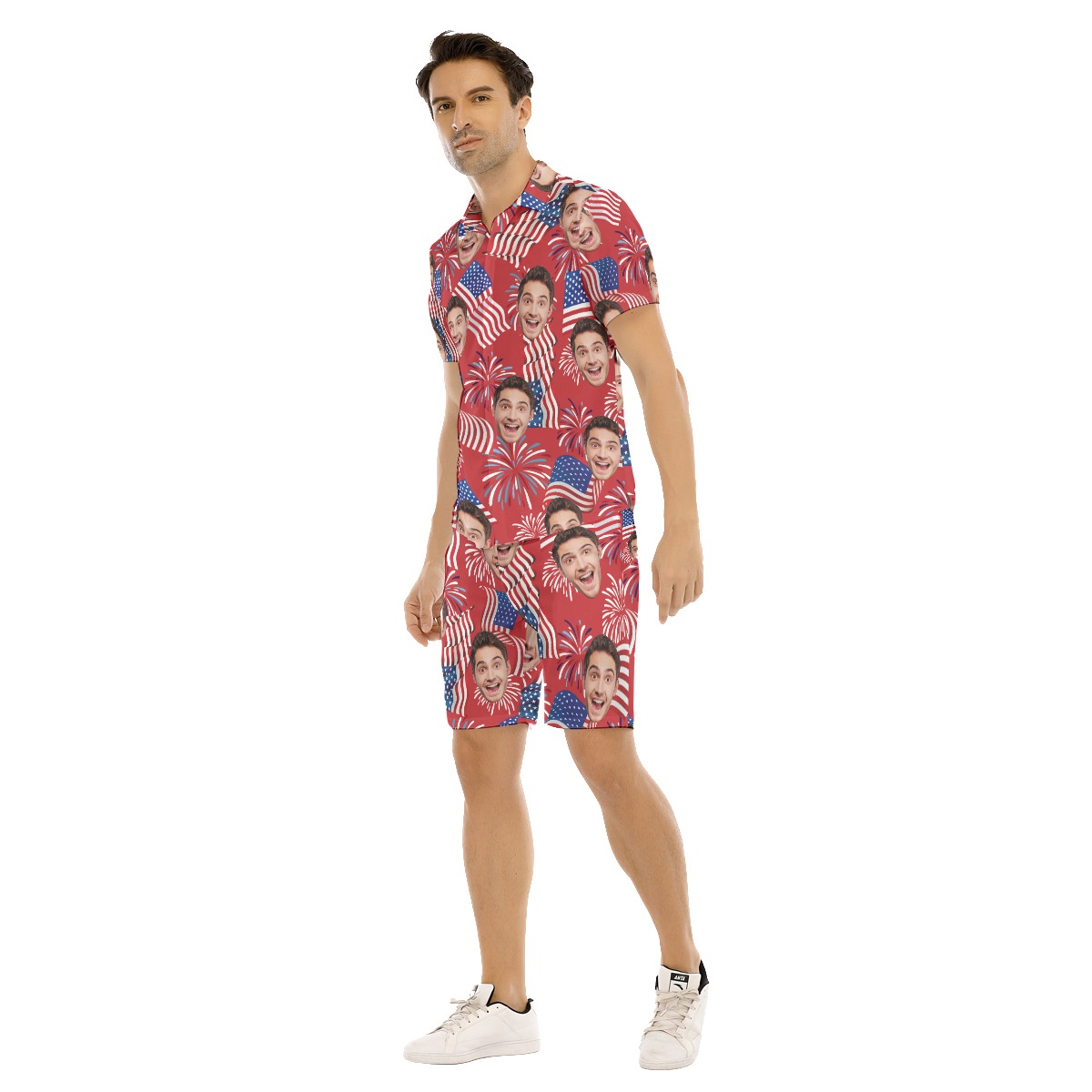 Custom Face Patriotic Hawaiian Shirt And Matching Shorts