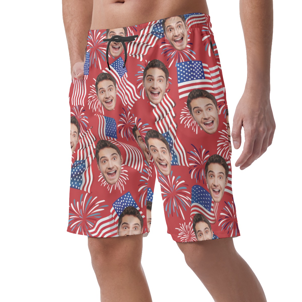 Cool Patriotic Custom Face Summer Beach Shorts For Men