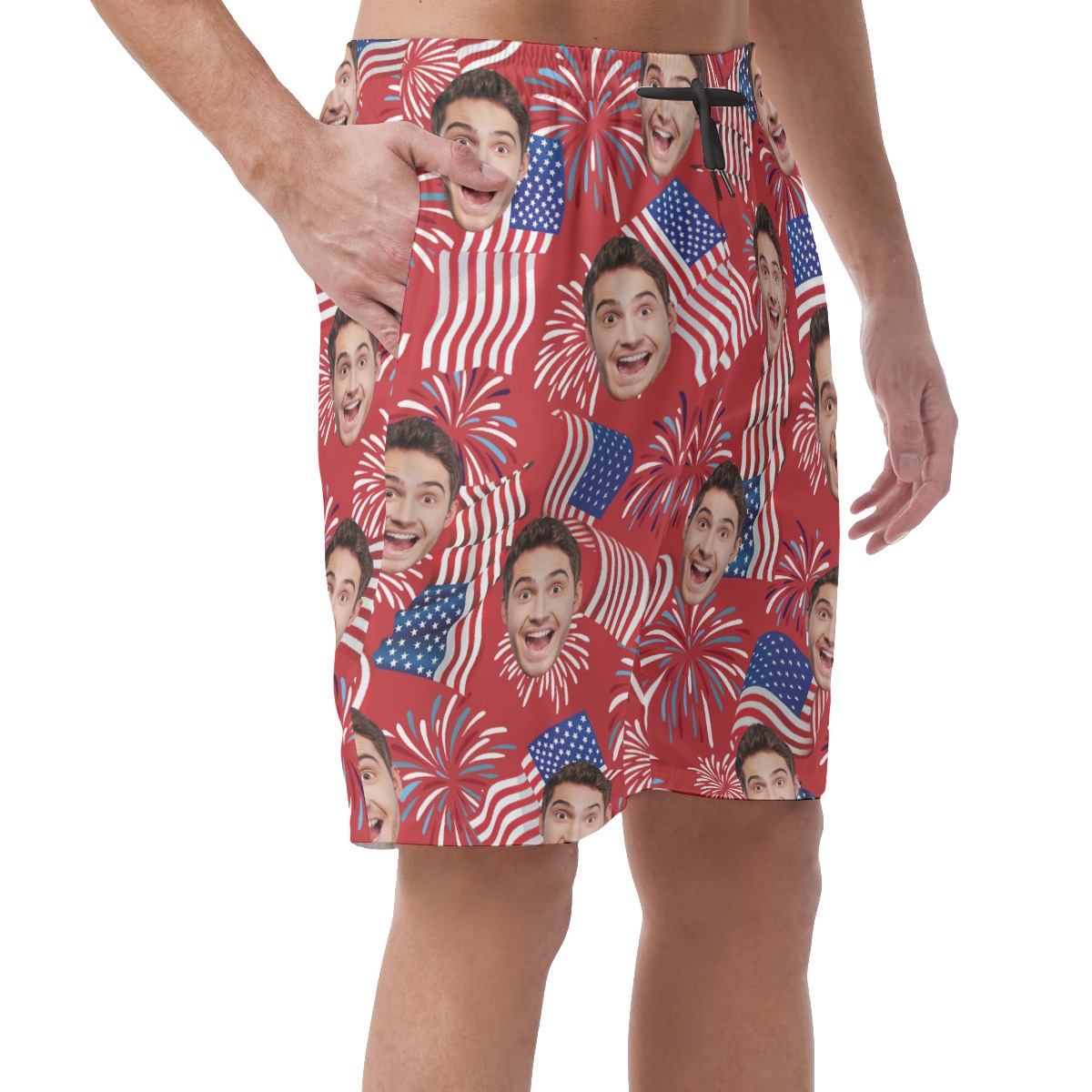 Cool Patriotic Custom Face Summer Beach Shorts For Men