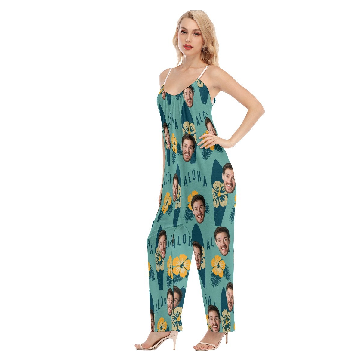 Surfing Aloha Loose Women's Jumpsuit With Face