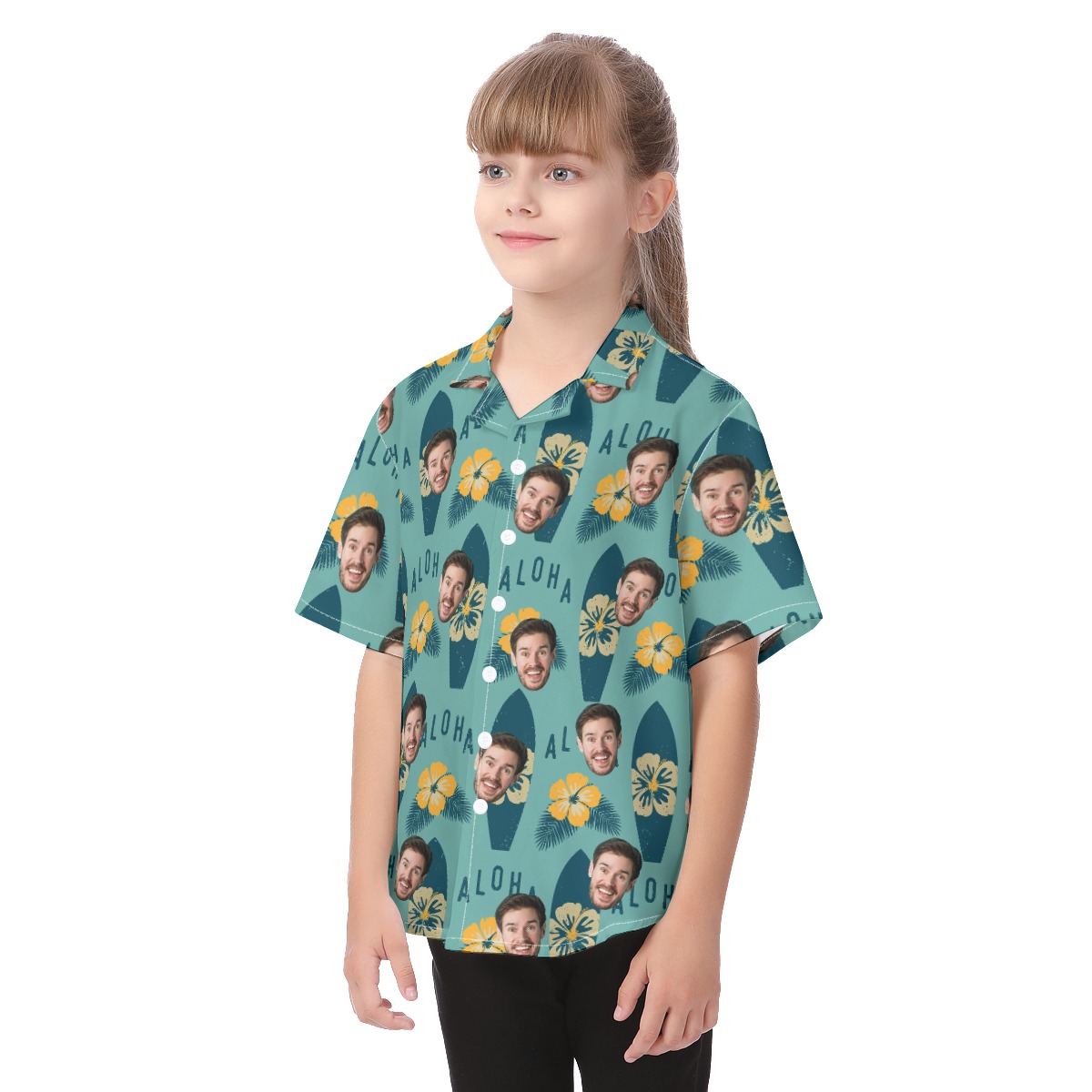 Surfing Aloha Kid's Hawaiian Shirt With Face