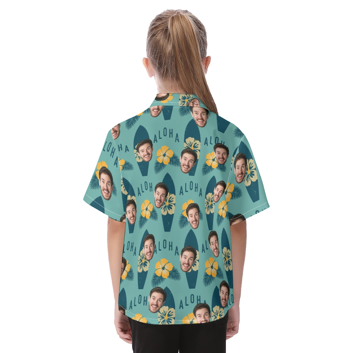 Surfing Aloha Kid's Hawaiian Shirt With Face