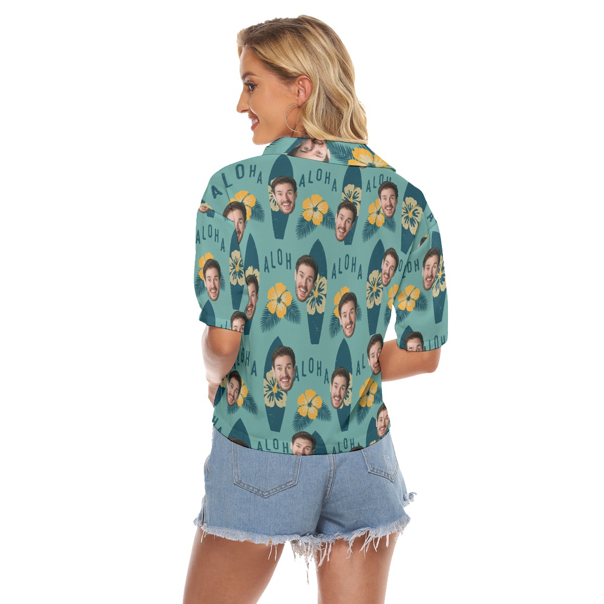 Surfing Aloha Cropped Shirt With Face